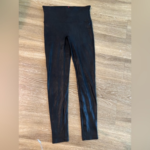 SPANX shape Faux Leather Leggings Black L - Picture 3 of 7